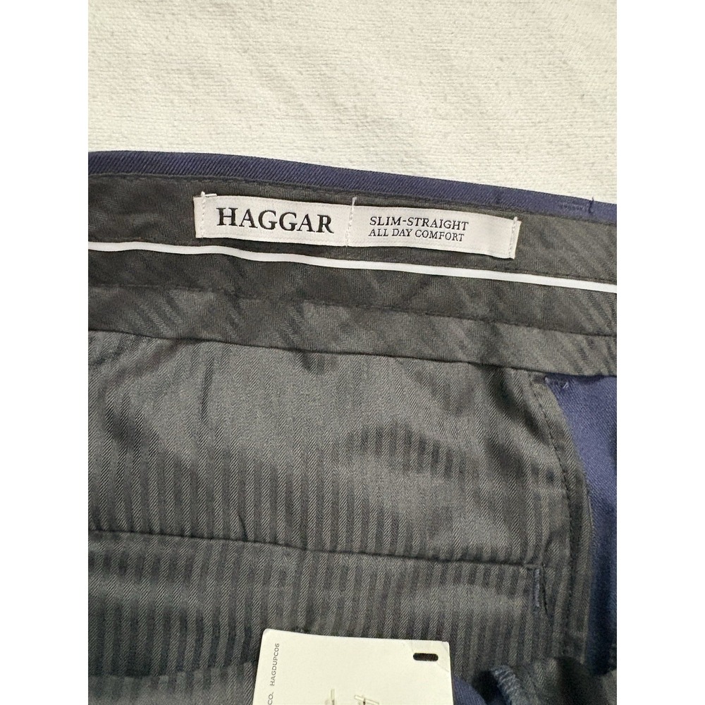NEW Haggar Men's All Day Comfort Slim Straight Fit Pants Navy Men's Size 38 X 32 - Picture 9 of 12